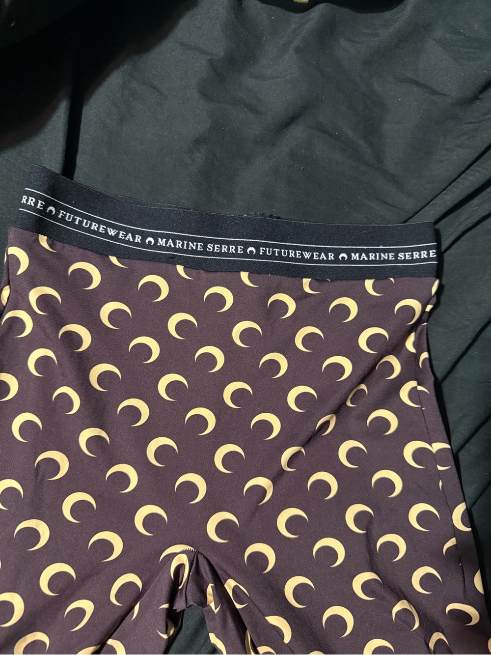 Marine Serre women Crescent-Print Leggings in Brown/Beige